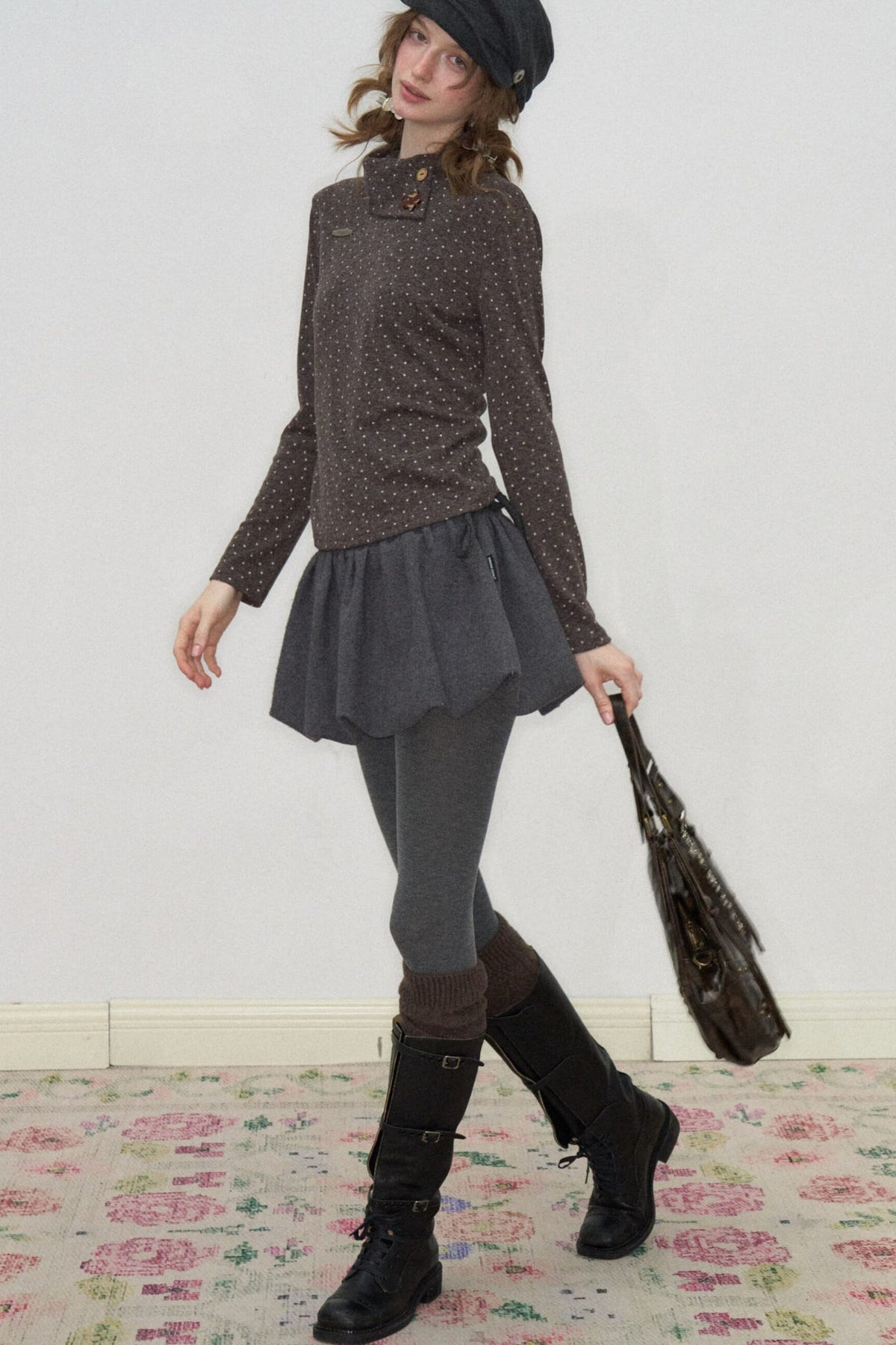 Starry Dots Asymmetrical Knit Top
