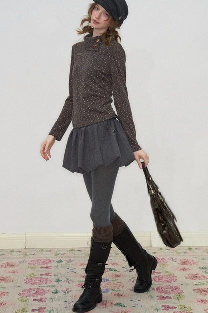 Starry Dots Asymmetrical Knit Top