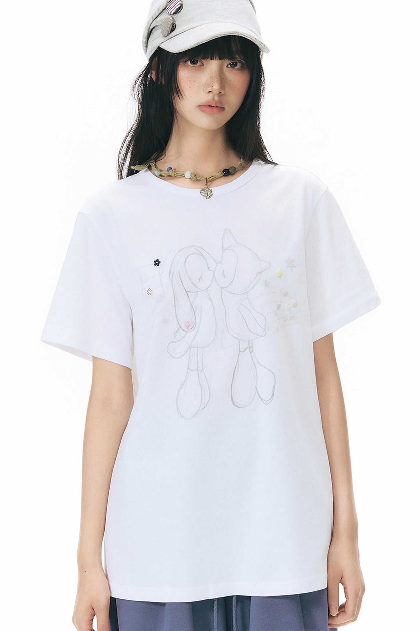 Kiss Print Short Sleeve Blouse