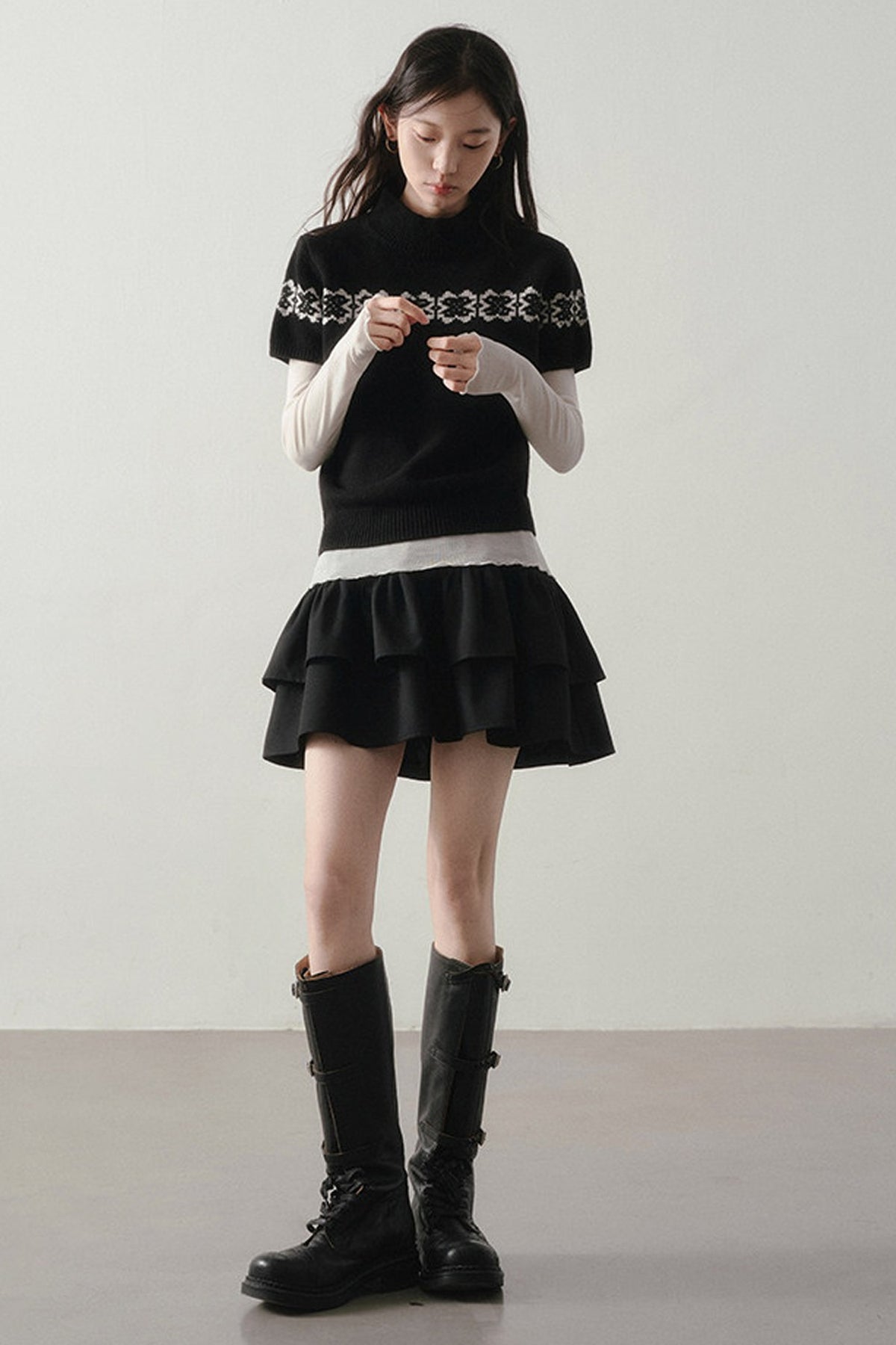 Ballet Style Solid Long Sleeve Top