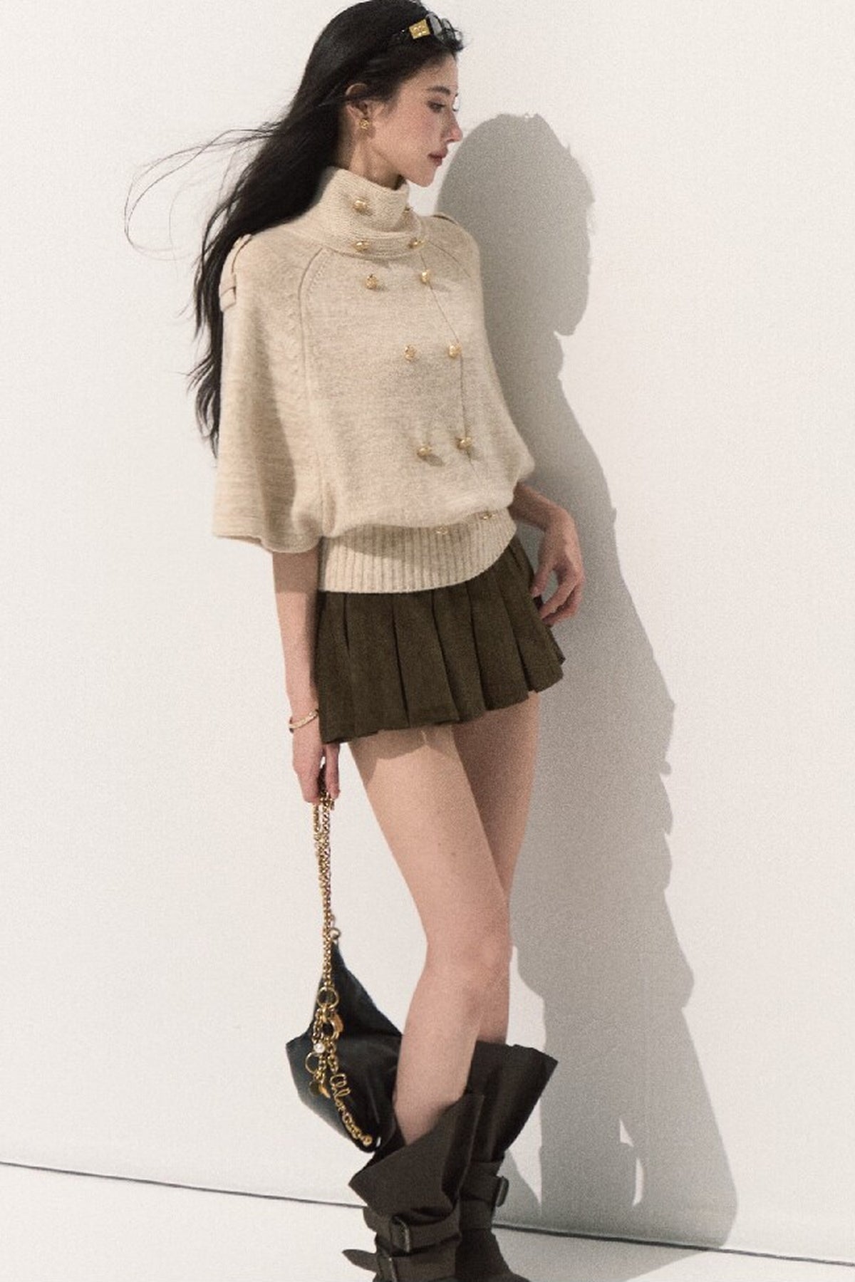 Wool Pullover Cape Shawl Coat