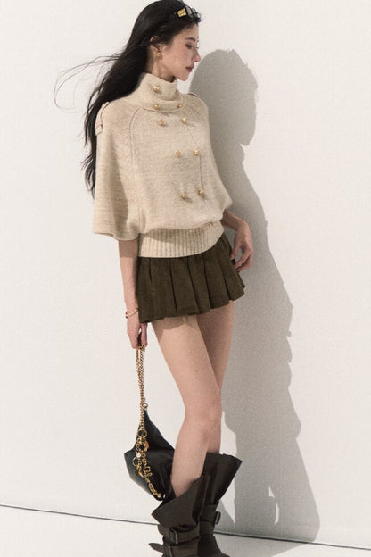 Wool Pullover Cape Shawl Coat