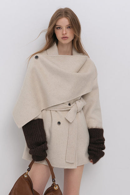 Half Shawl Wool Coat