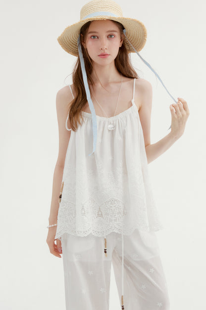 Lace Camisole and Wide-Leg Pants Set-Up