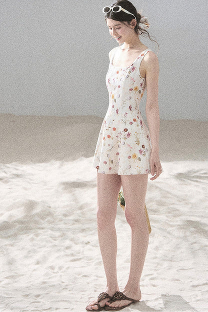 French Puff Lace Floral Dress