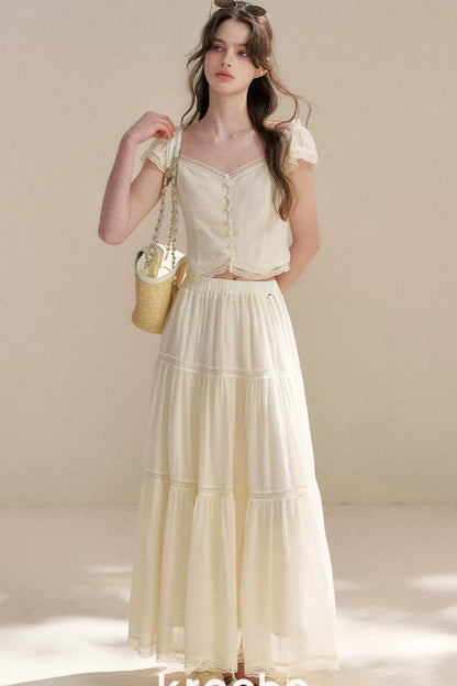 Tencel Lace Top and Skirt Set