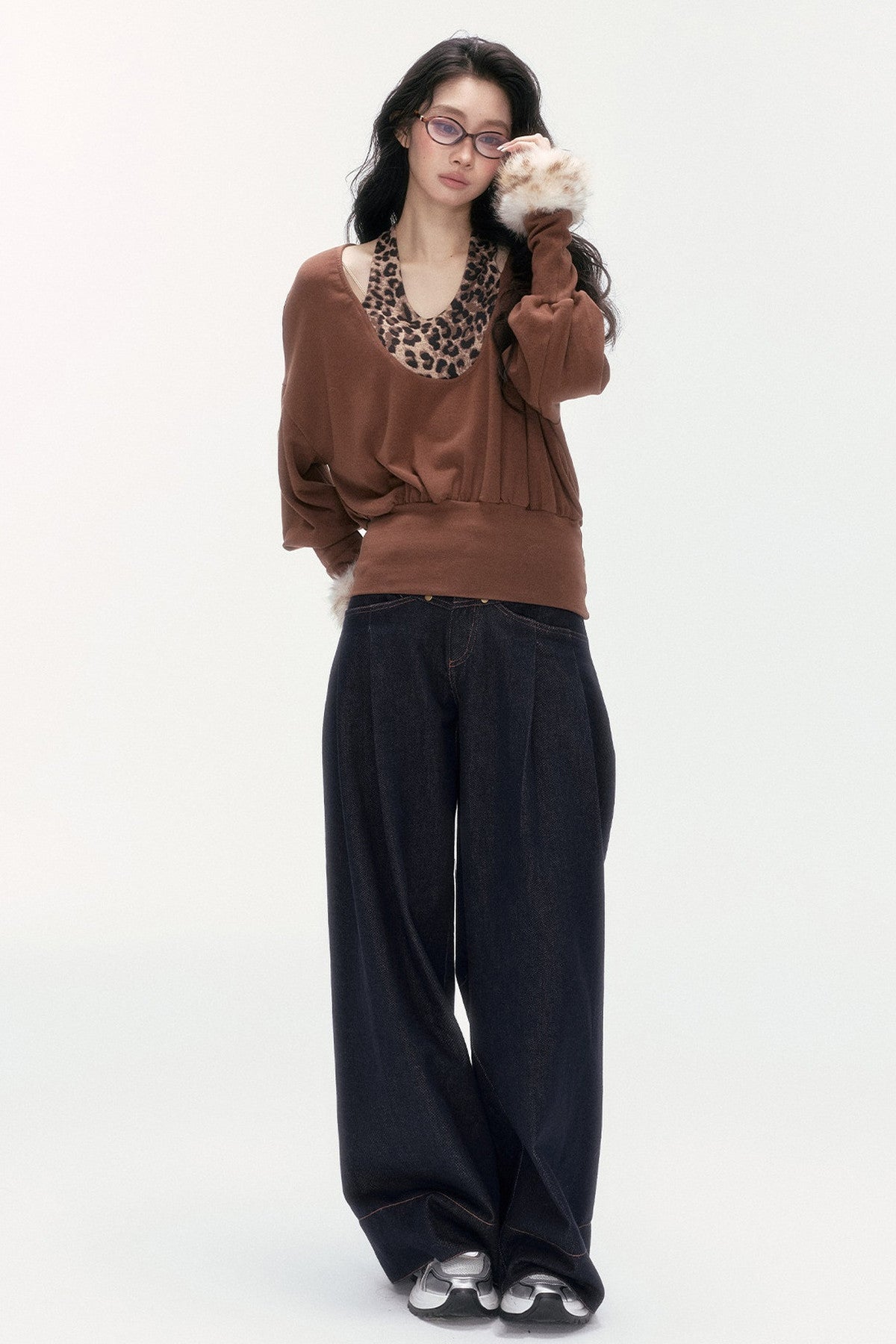 Detachable Halter Batwing U-Neck Knit Top Set-Up