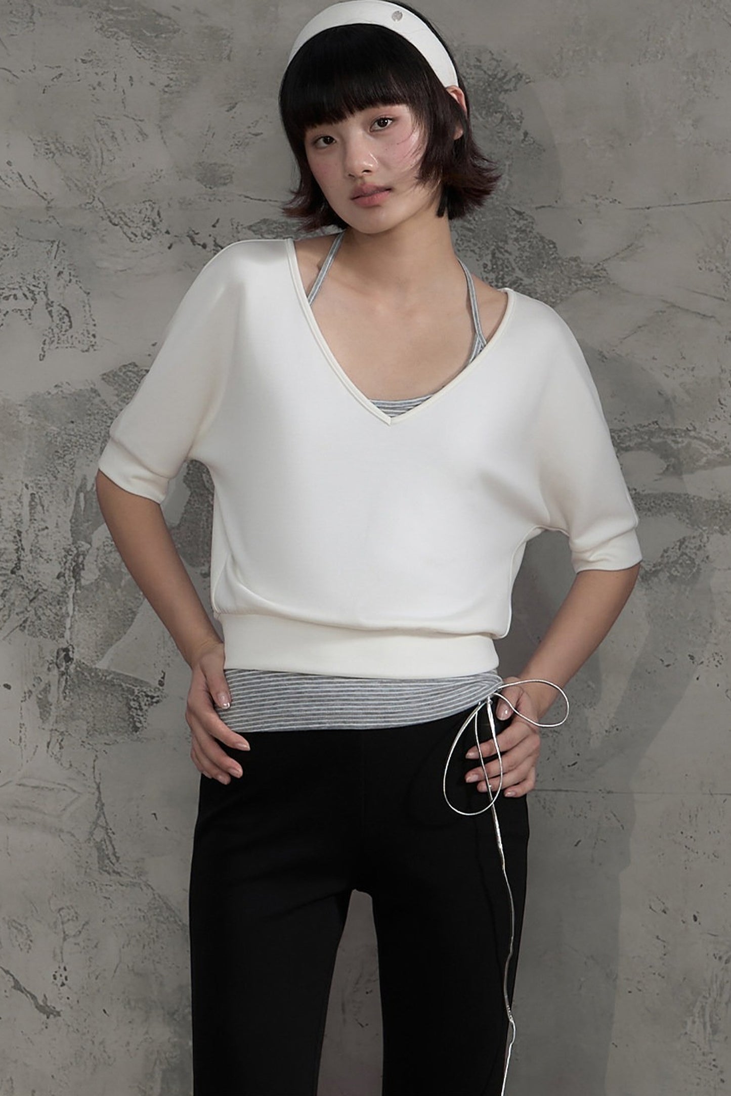 Striped Halterneck Camisole and Pants Set-Up