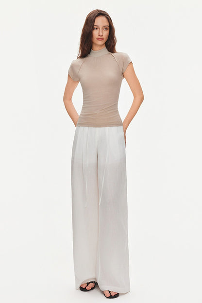 Bluse mit Flatterärmeln und Raffungen aus Lyocell-Seidenmischung