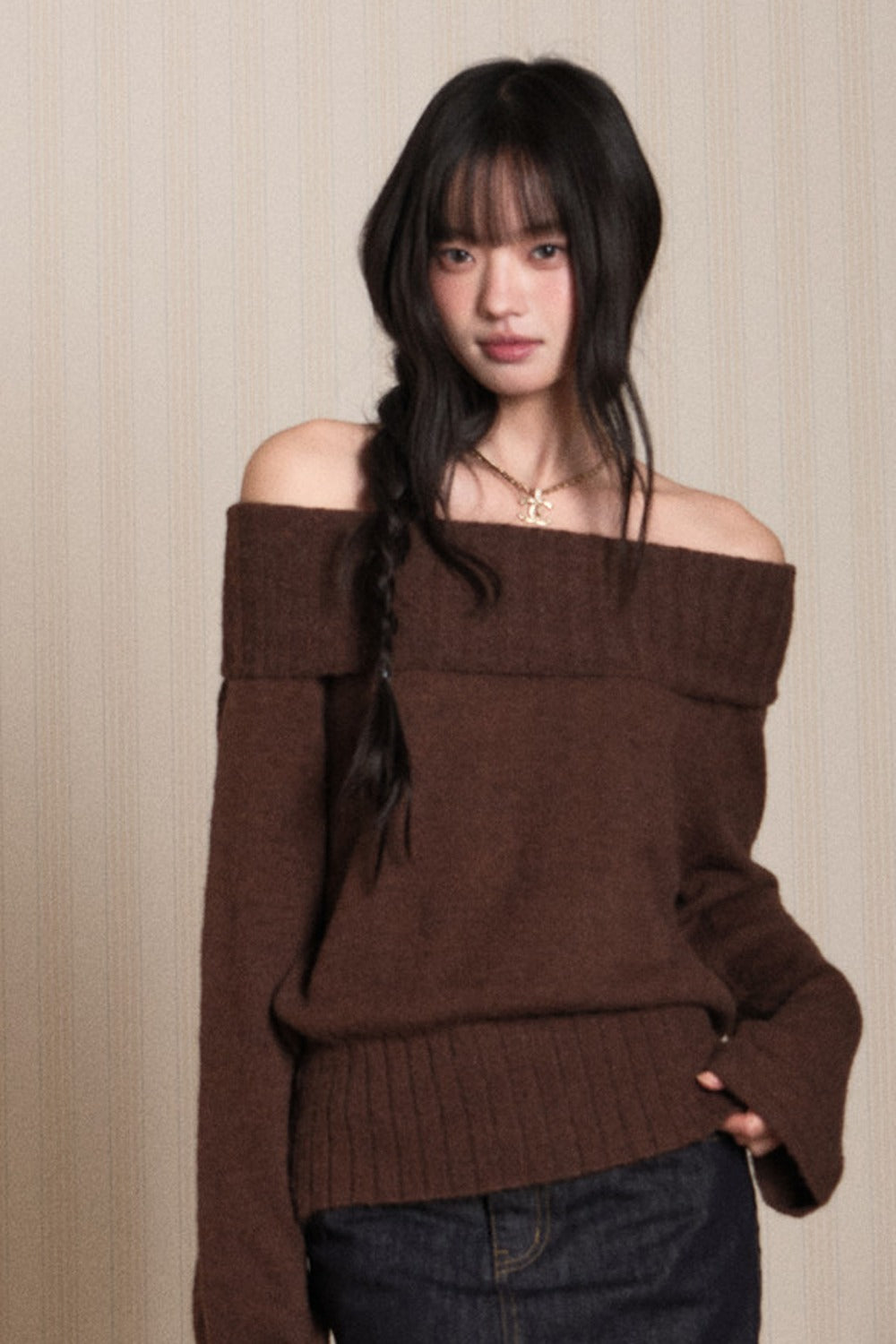 Off-Shoulder Knit Top
