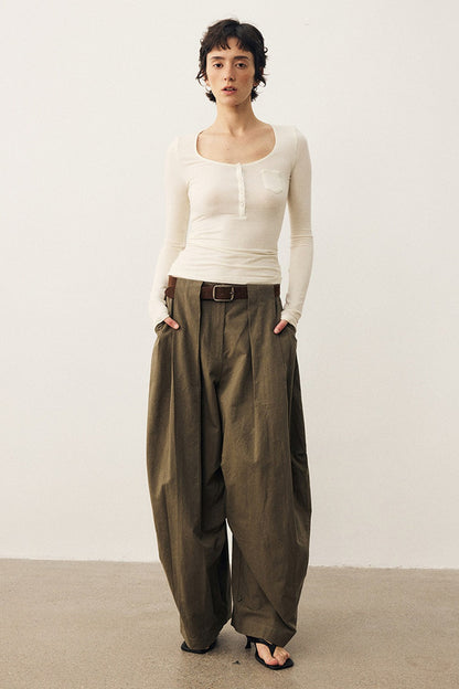 Retro Wide-Leg Parachute Pants