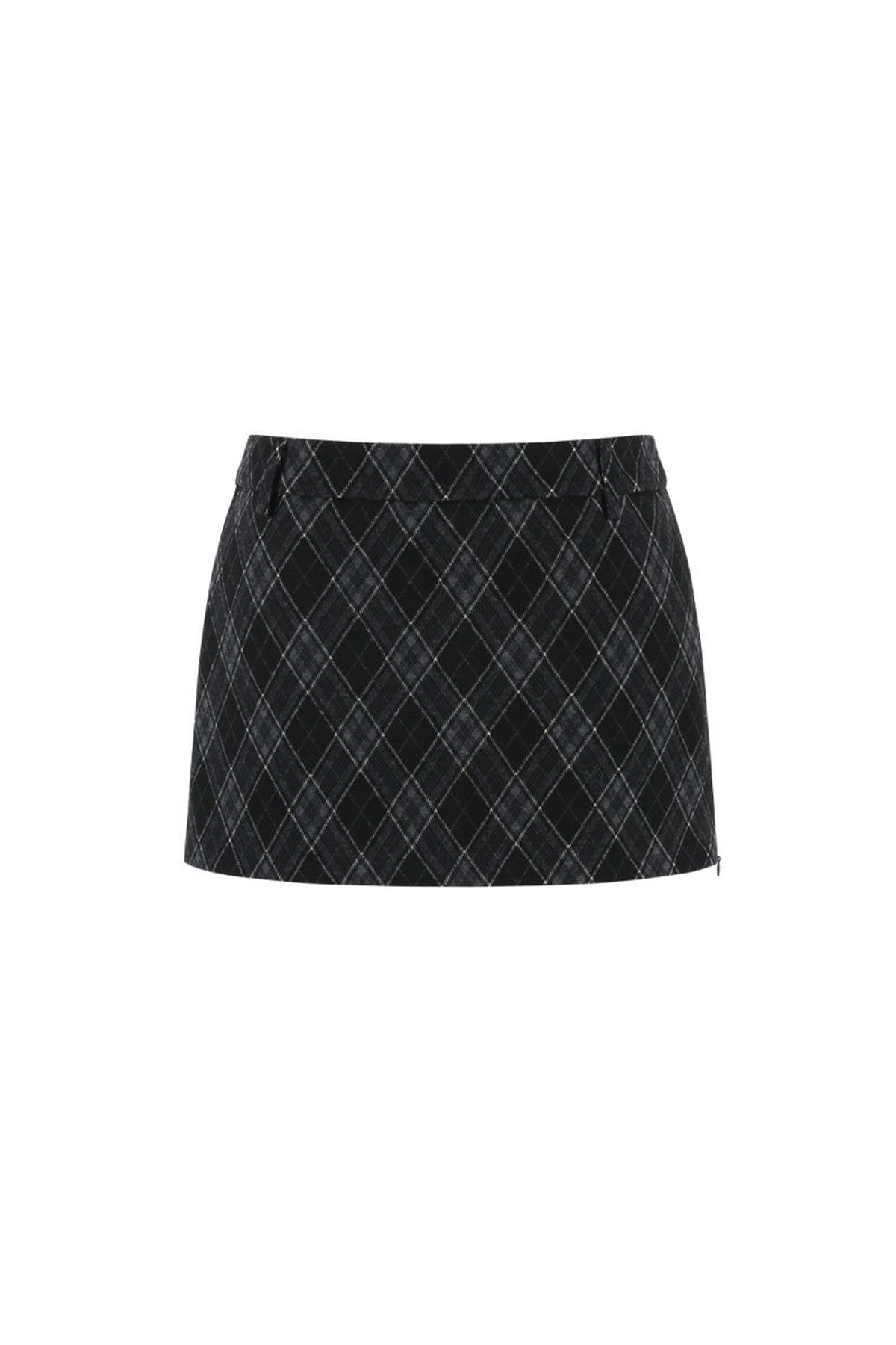 High-Waisted Woolen Plaid Skirt