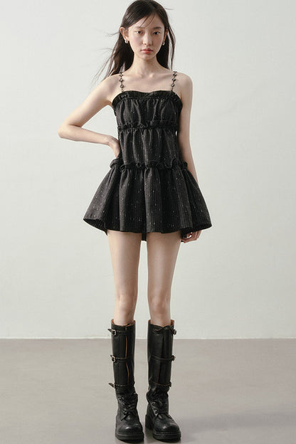 Dark Feather Striped Dress