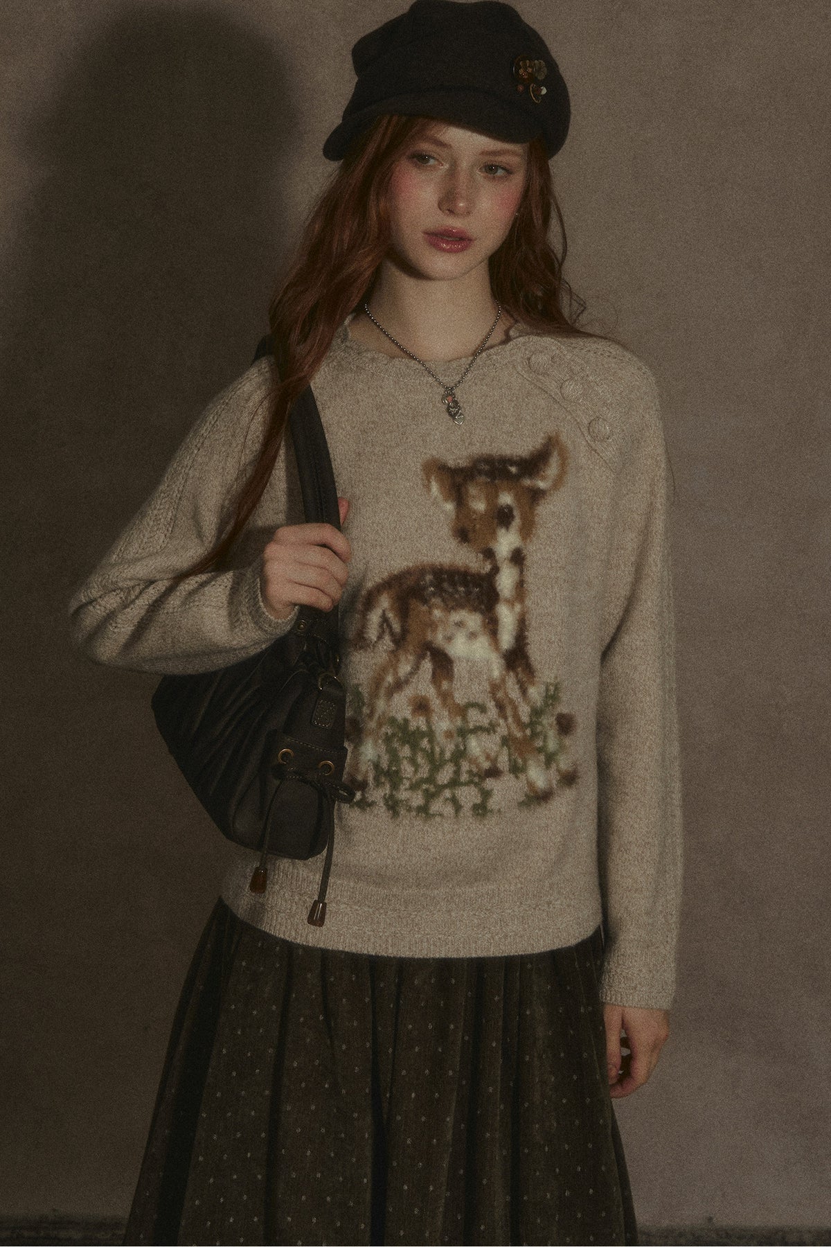 Deer Jacquard Pullover Sweater