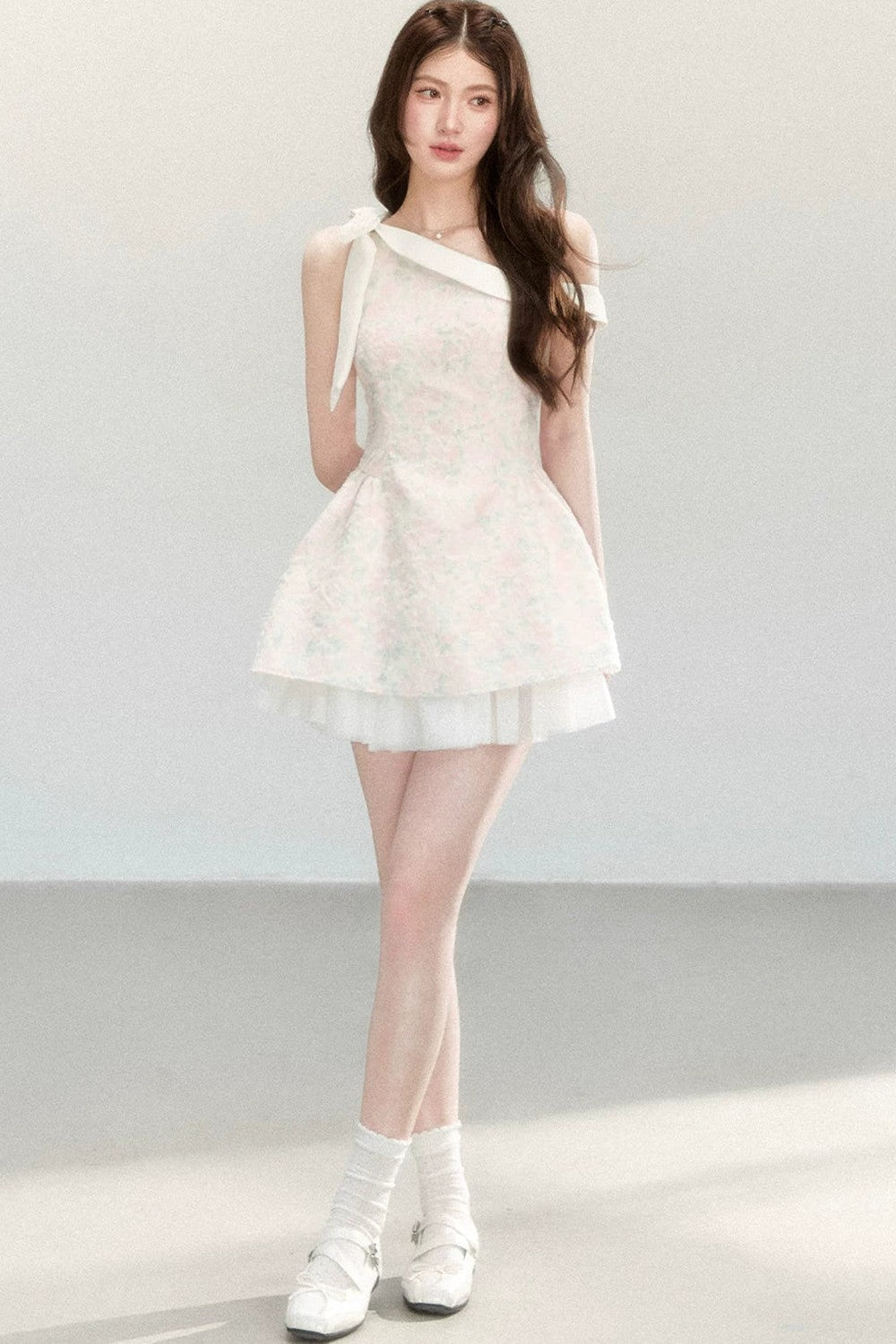 Asymmetrical Pleated Mesh Dress