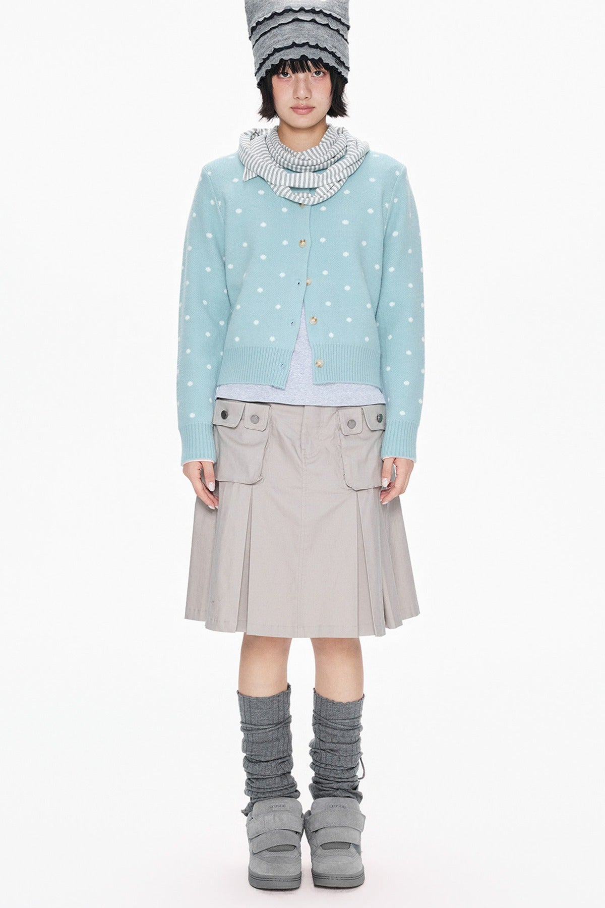 Polka Dot Short Knit Cardigan