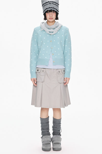 Polka Dot Short Knit Cardigan