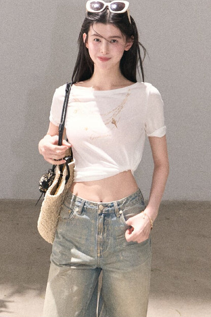 Retro Gradient Cotton Jeans