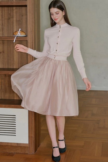 Pearlescent Mesh A-Line Skirt