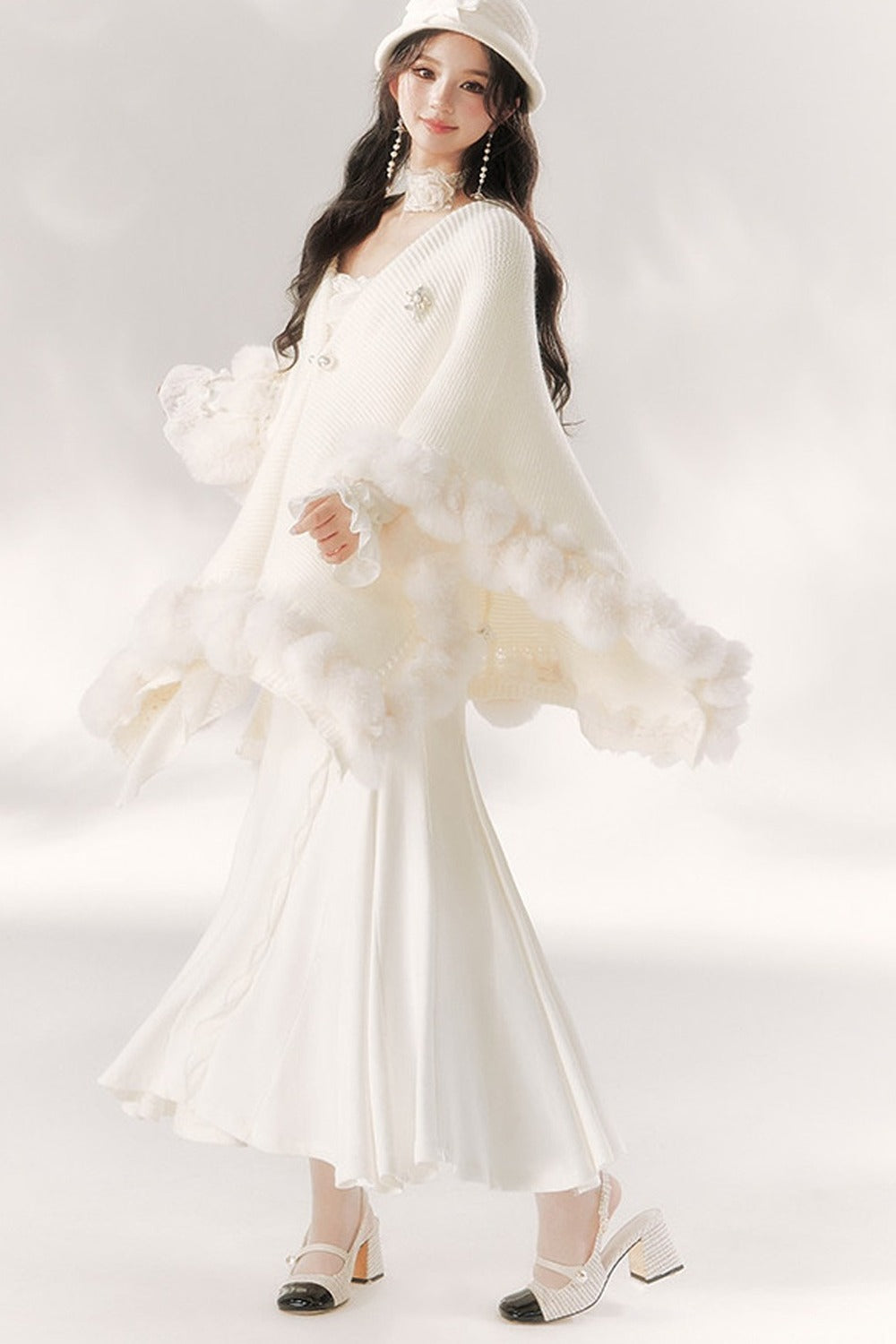 Robe sirène à volants clair de lune éclatant