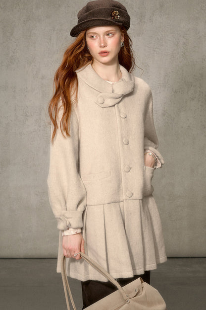 White Tea Letterhead Wool Blend Coat