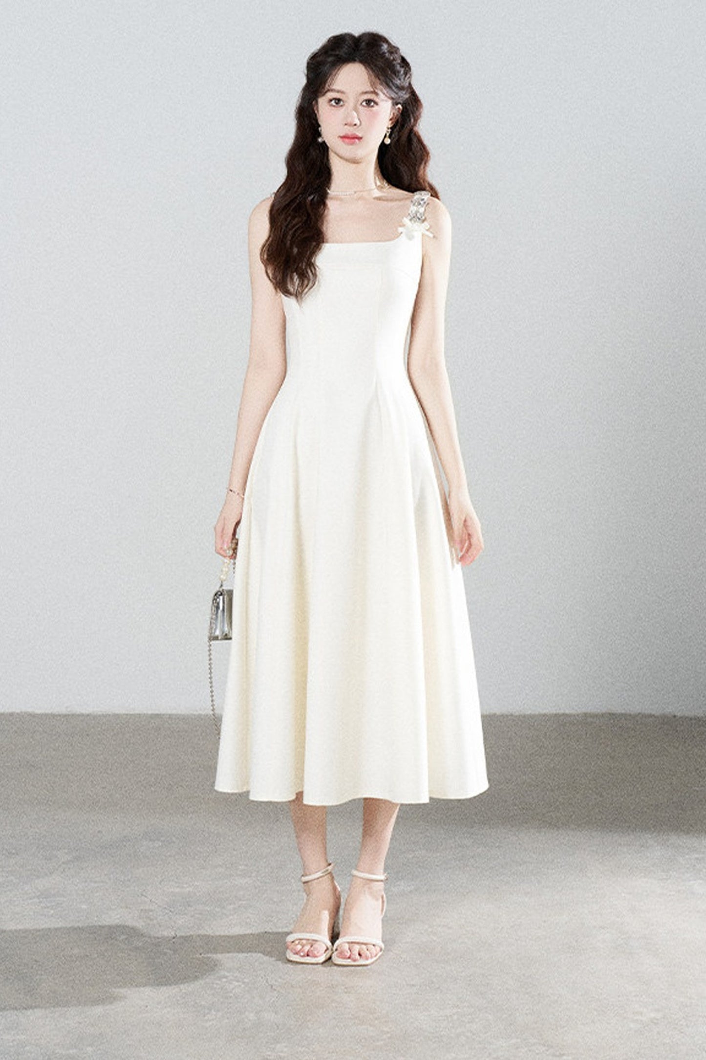 Elegant White Drapey Dress