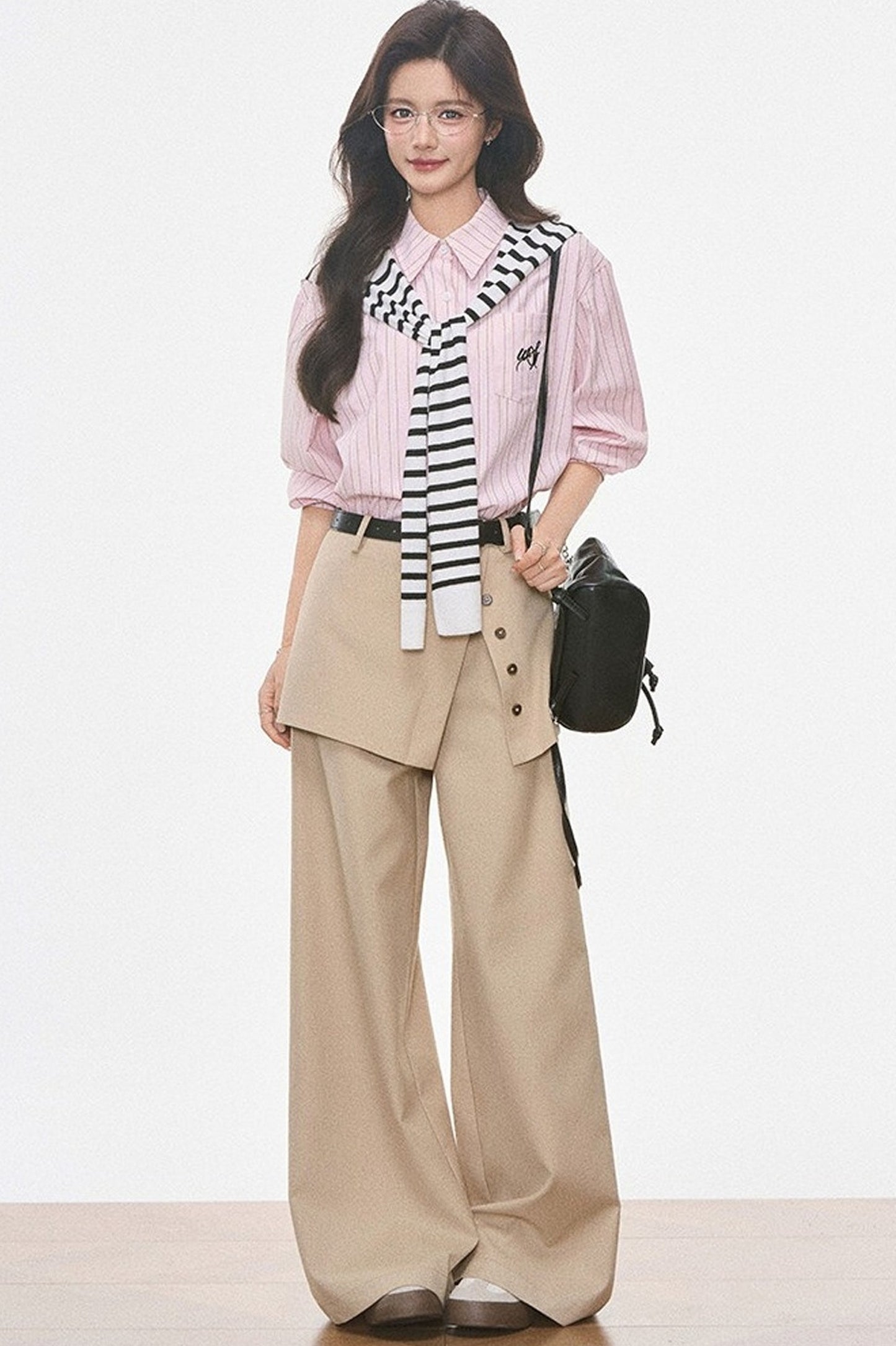 Ensemble chemise rayée et pantalon large
