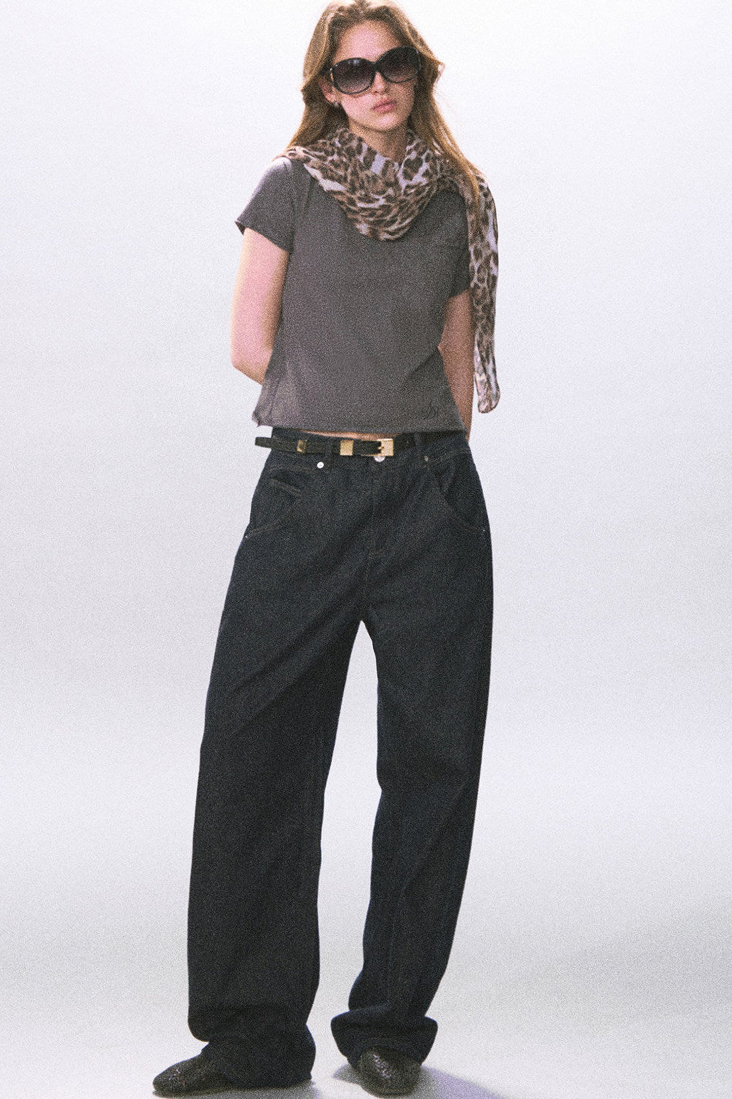 Solid Color Rolled Hem T-Shirt