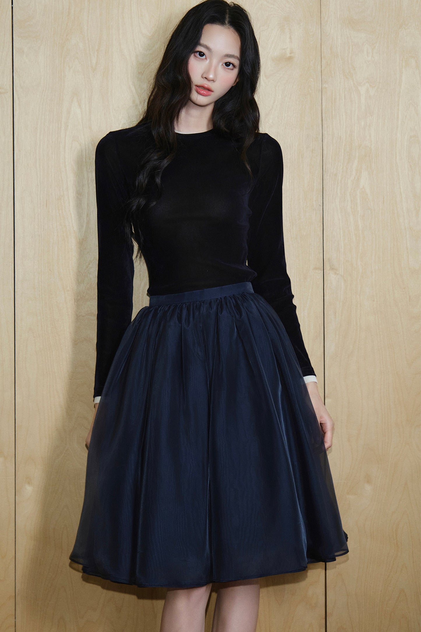 Pearlescent Mesh A-Line Skirt