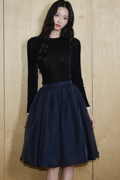 Pearlescent Mesh A-Line Skirt