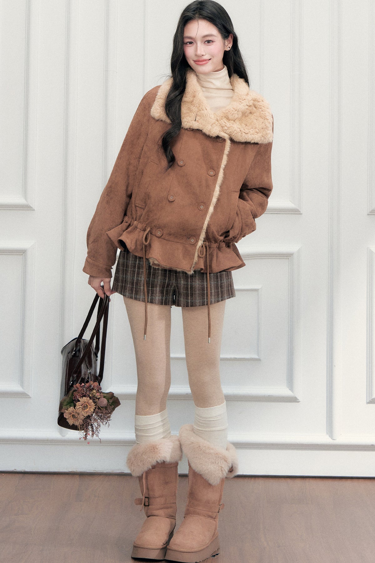 Classic Retro Plaid Woolen Straight Shorts
