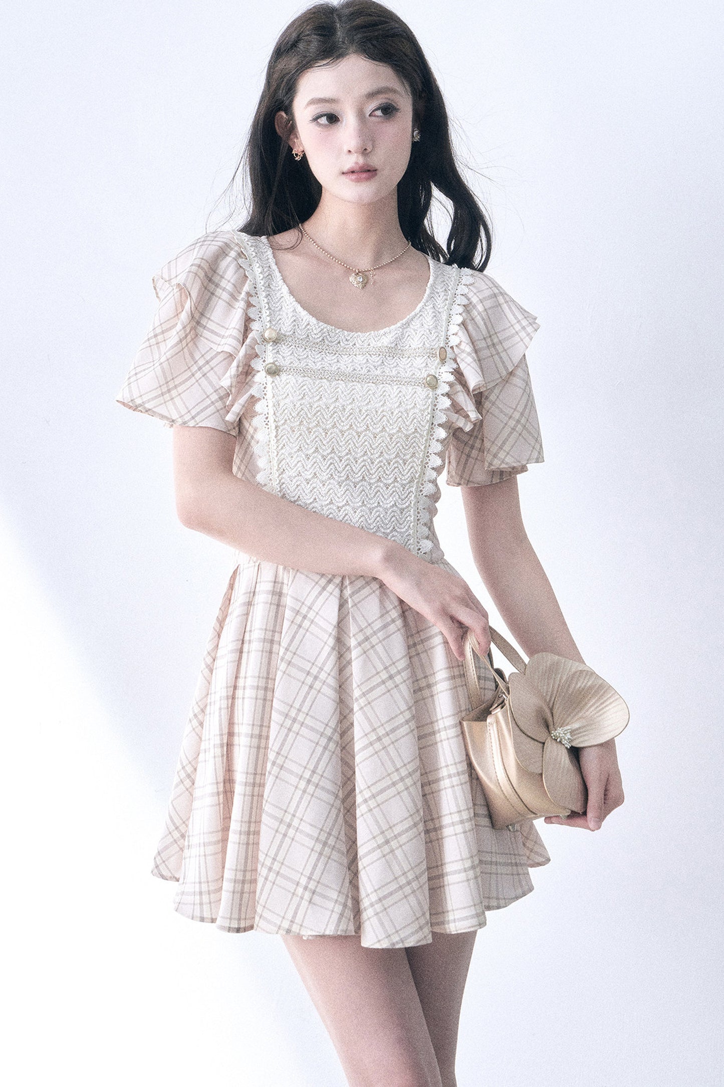 Retro Knit Plaid Dress