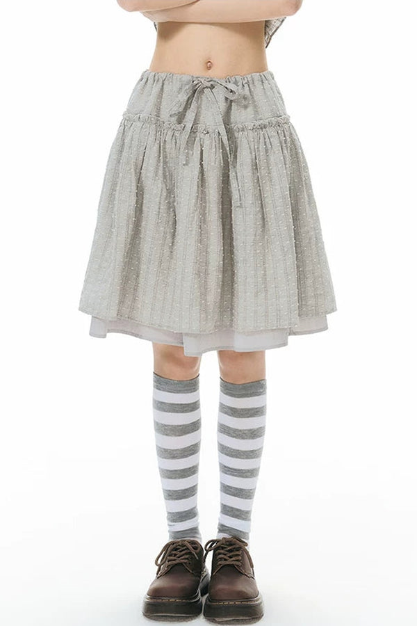 Double-Layered Puff A-Line Skirt