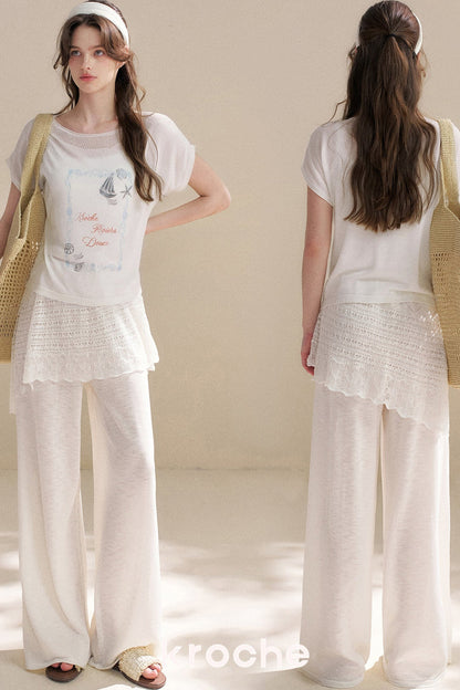 Hand-Painted Nautical Knit Top