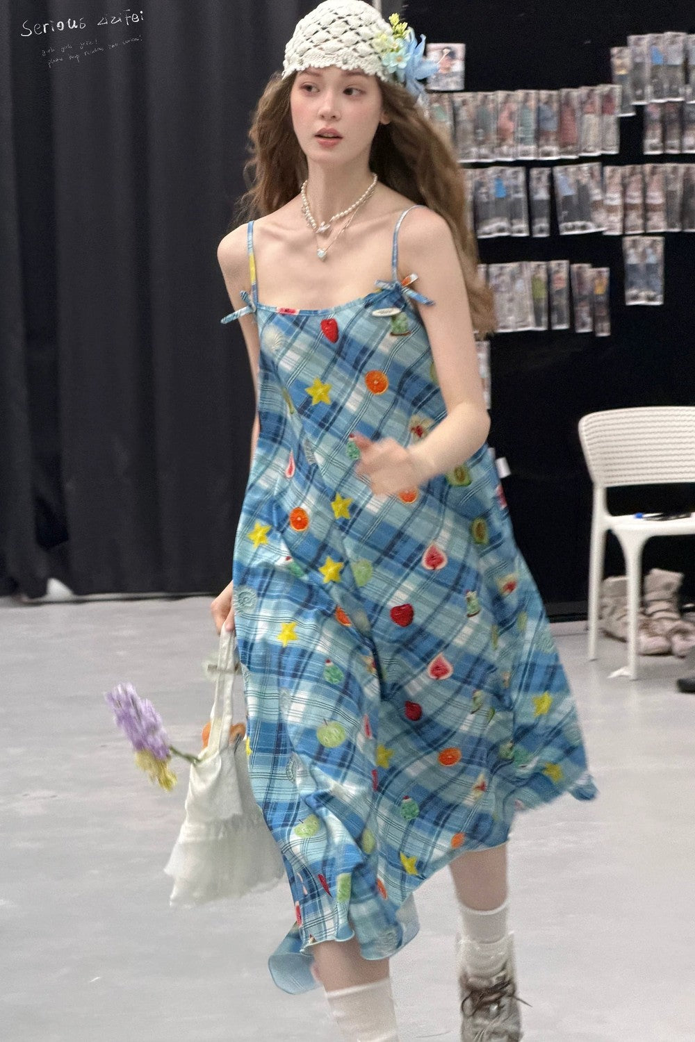 Robe à carreaux avec imprimé amusant Doux rêves