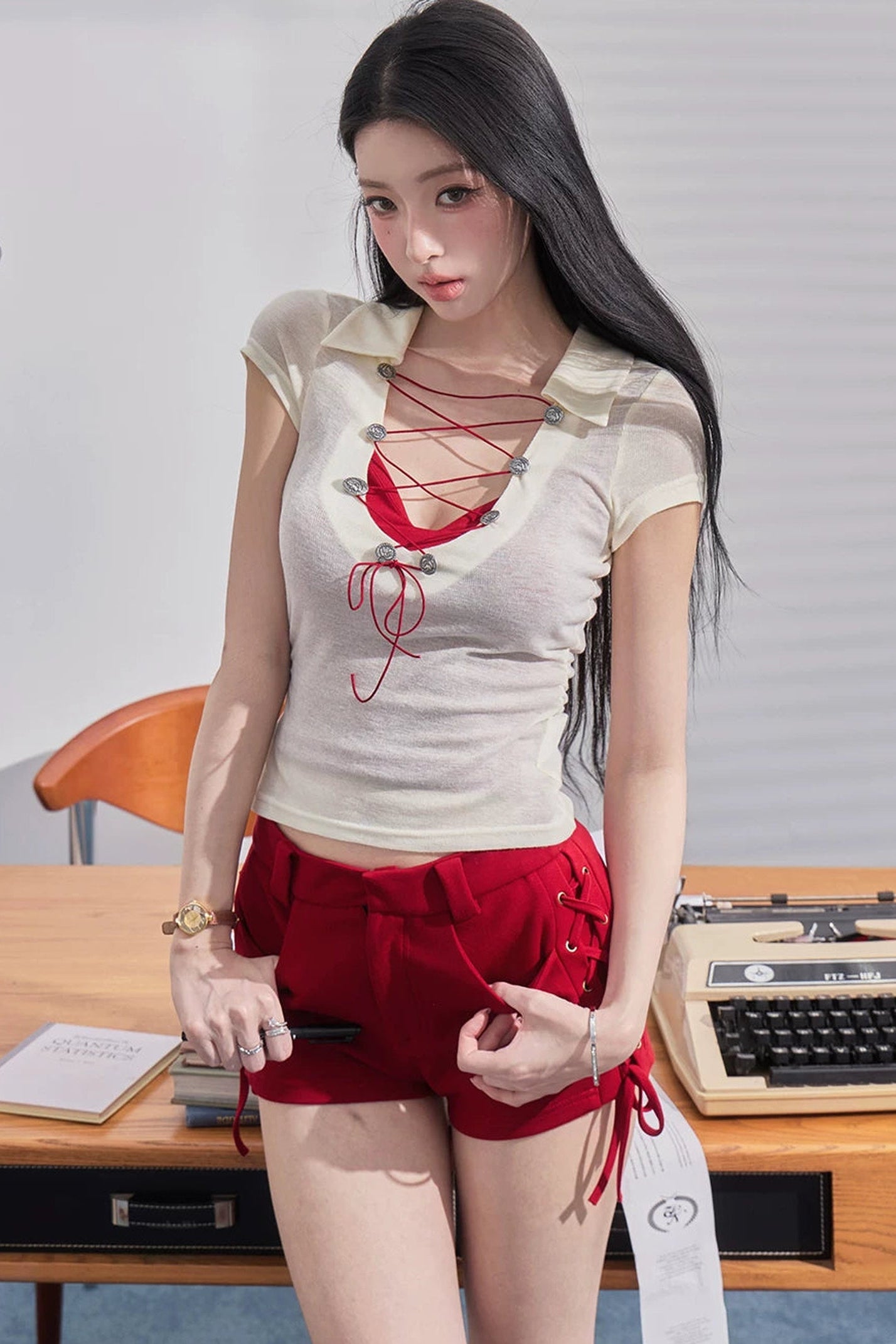 Color-Block Strappy Shorts Set-Up