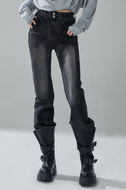 Black Micro-Flared Jeans