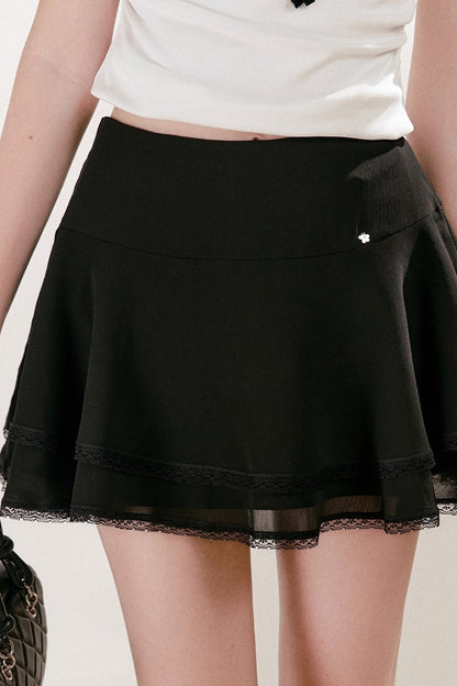 Lace-Up Bow Hollow Out Short Sleeve T-Shirt and Skirt Set