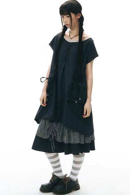 Plaid Pocket Vintage Dress