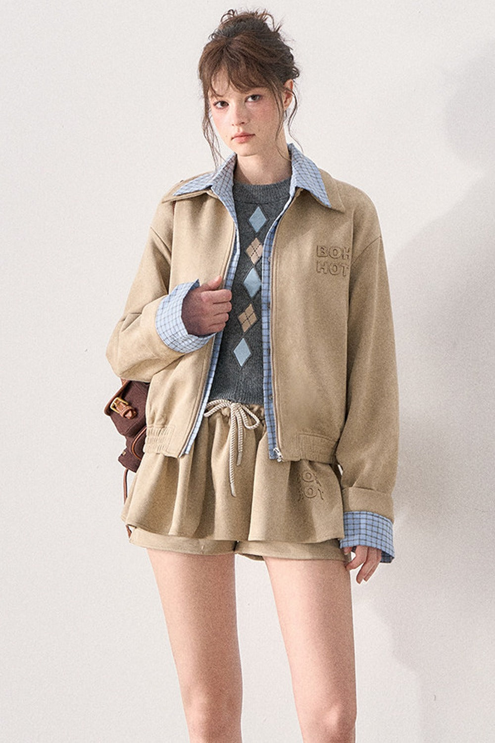 Khaki Suede Jacket and Tutu Skirt Set-Up