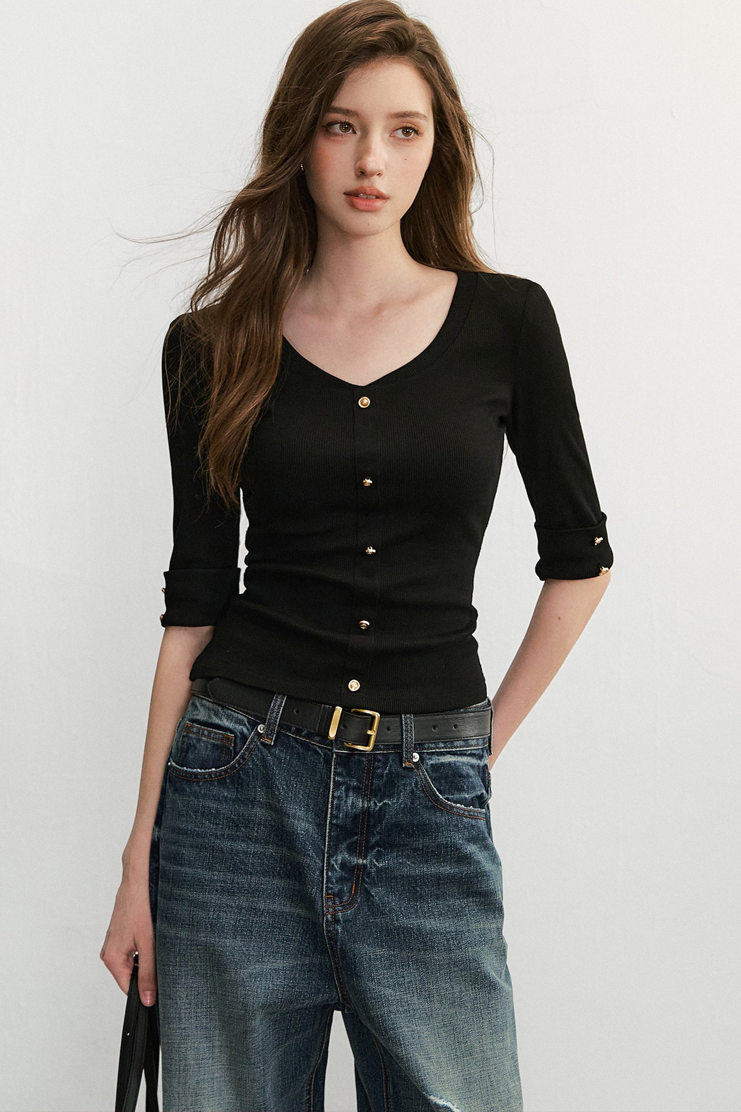 Elegant Knit V-Neck Top