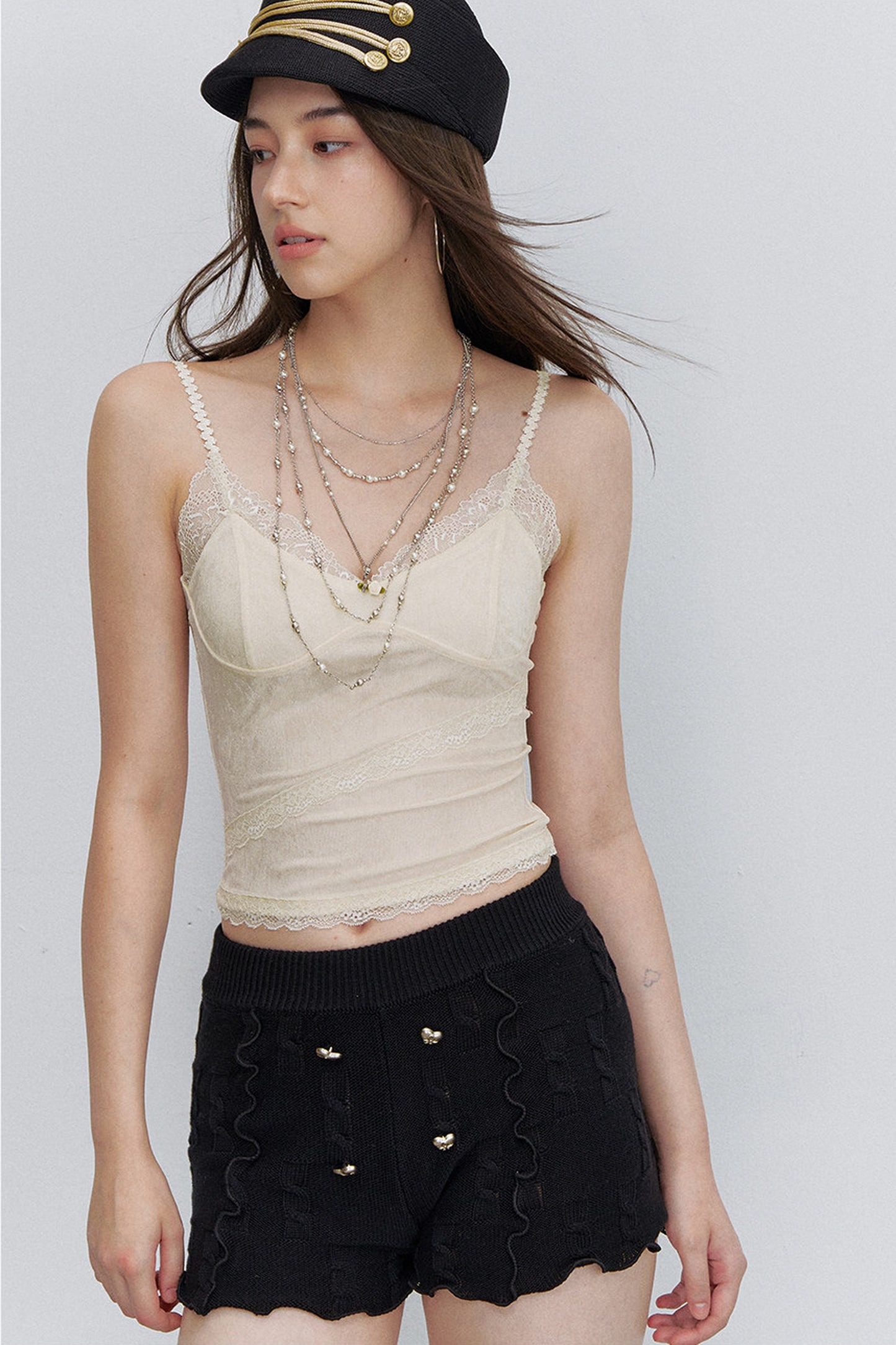 Lace Patchwork Velvet Camisole