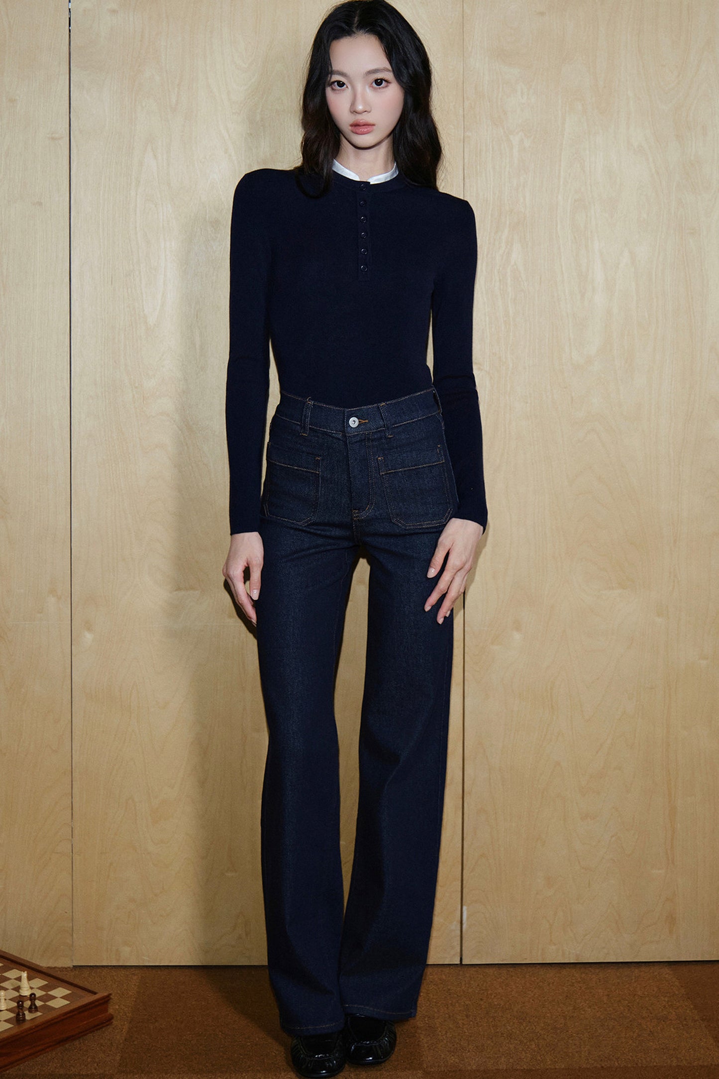 Pantaloni in cotone a vita alta