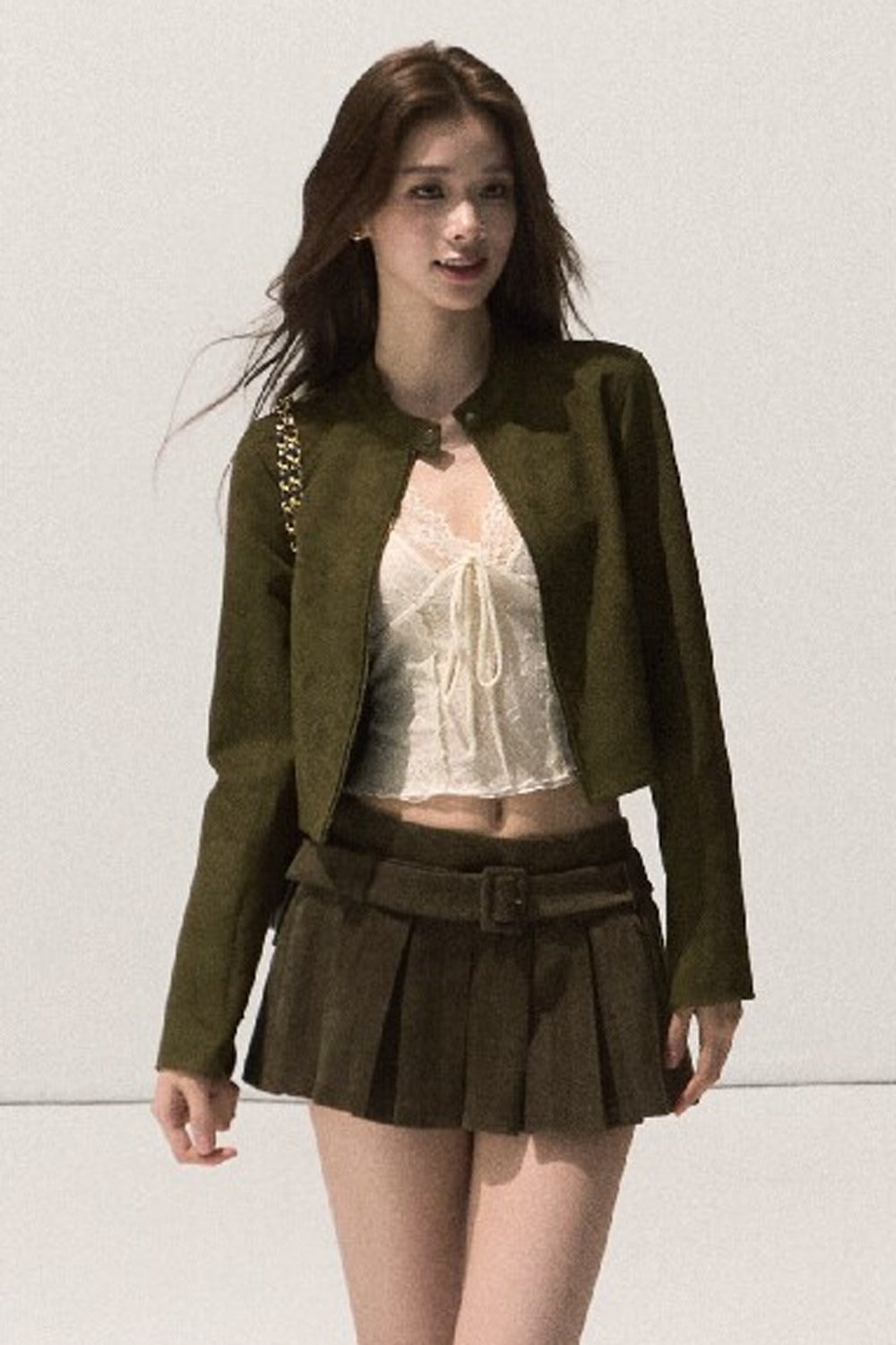 Lyocell High-Waisted Pleated Skirt