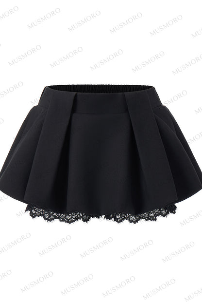 Lace Spliced A-Line Skirt