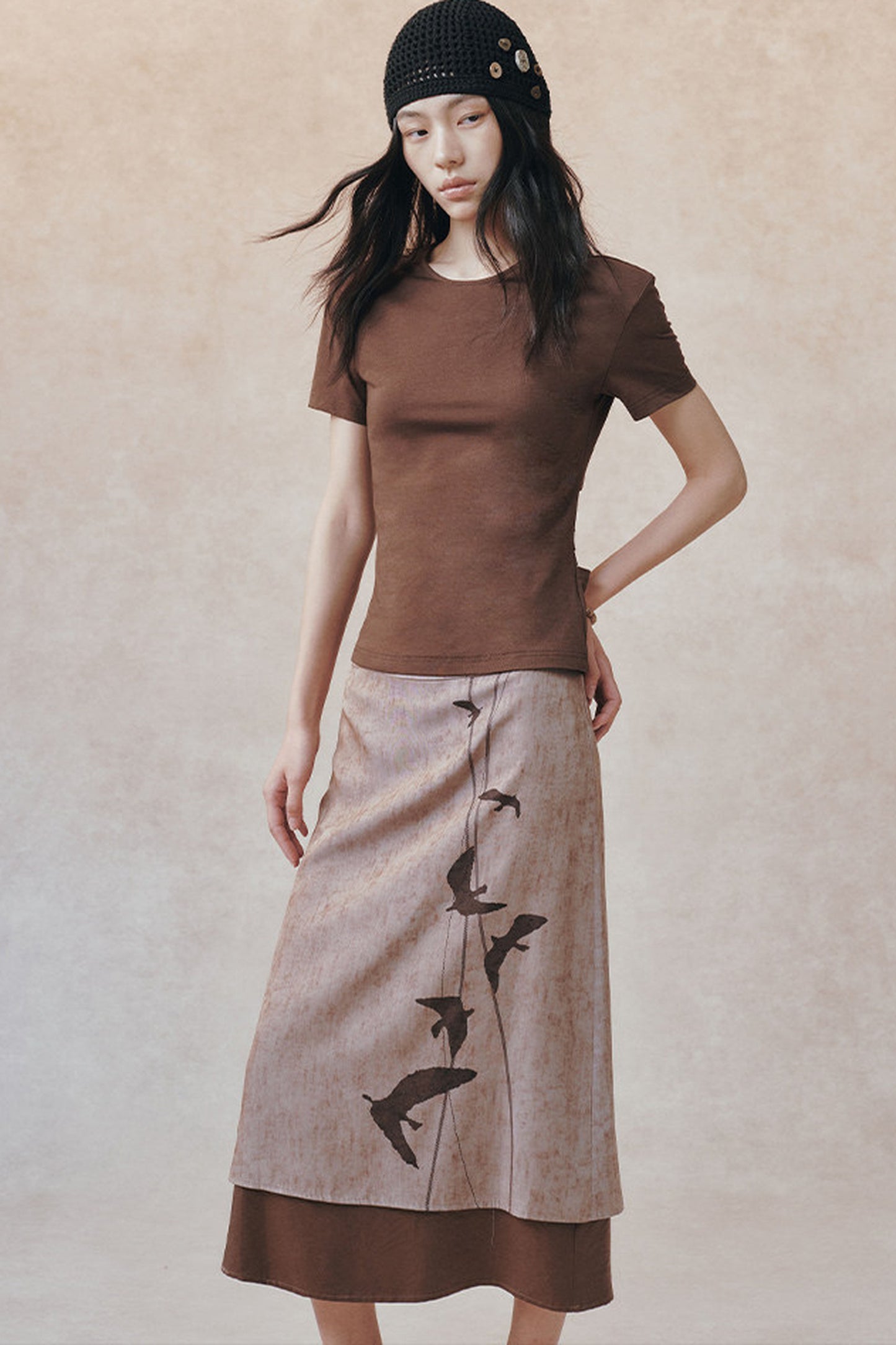 Backless Pleated Hollow-Out Short-Sleeve T-Shirt