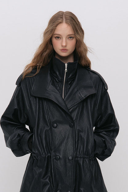 Detachable Down PU Leather Jacket