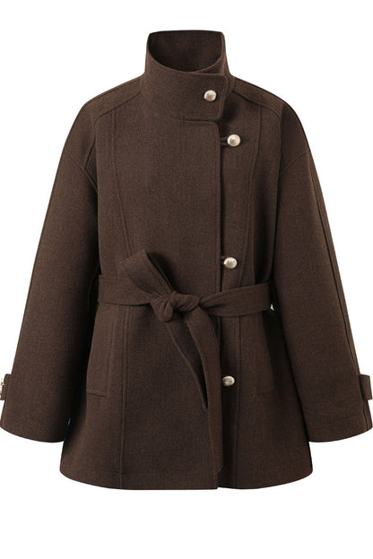 Retro Woolen Stand-Collar Coat