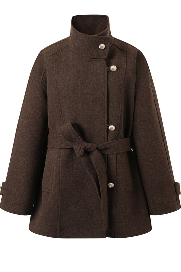 Retro Woolen Stand-Collar Coat