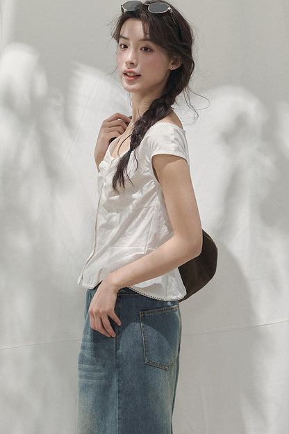 Camellia Moonlight Lace Blouse